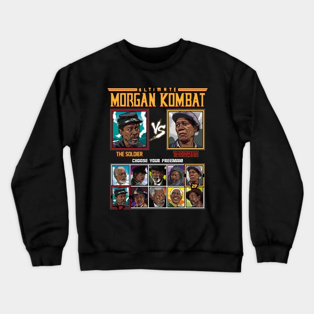 Morgan Freeman Fighter - Morgan Kombat Crewneck Sweatshirt by RetroReview